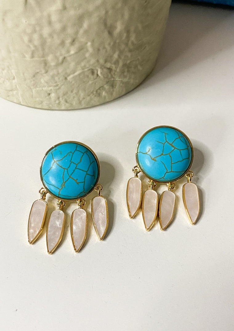 Boho Turquoise Shell Droplet Earrings