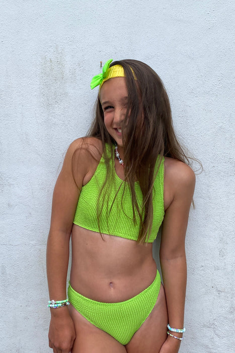 Rib Lycra Bow Headband in Lemon n’ Lime