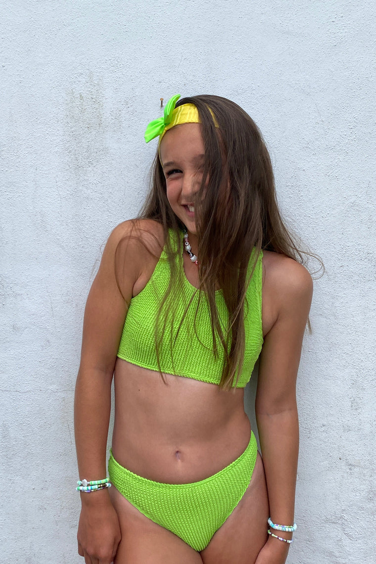 Rib Lycra Bow Headband in Lemon n’ Lime