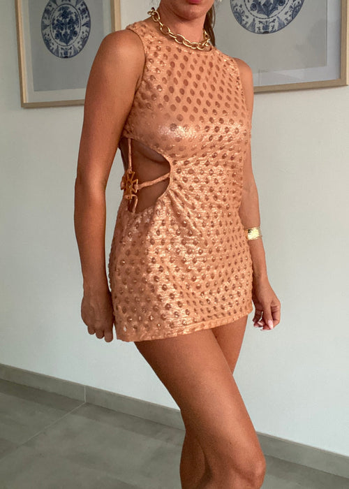 Mettalic Micro Mini Dress