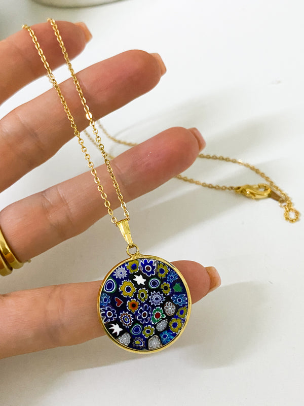 Blue Murano Glass Pendant Necklace