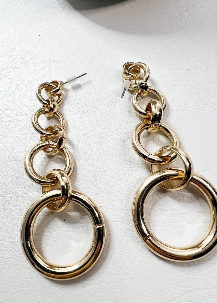 Gold Loop Link Drop Earrings