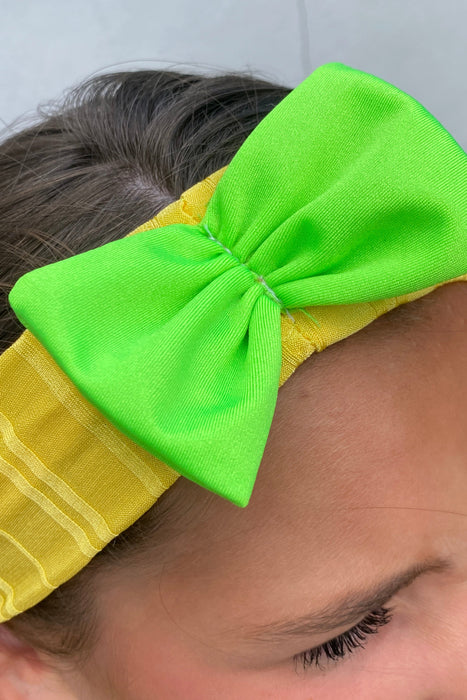 Rib Lycra Bow Headband in Lemon n’ Lime