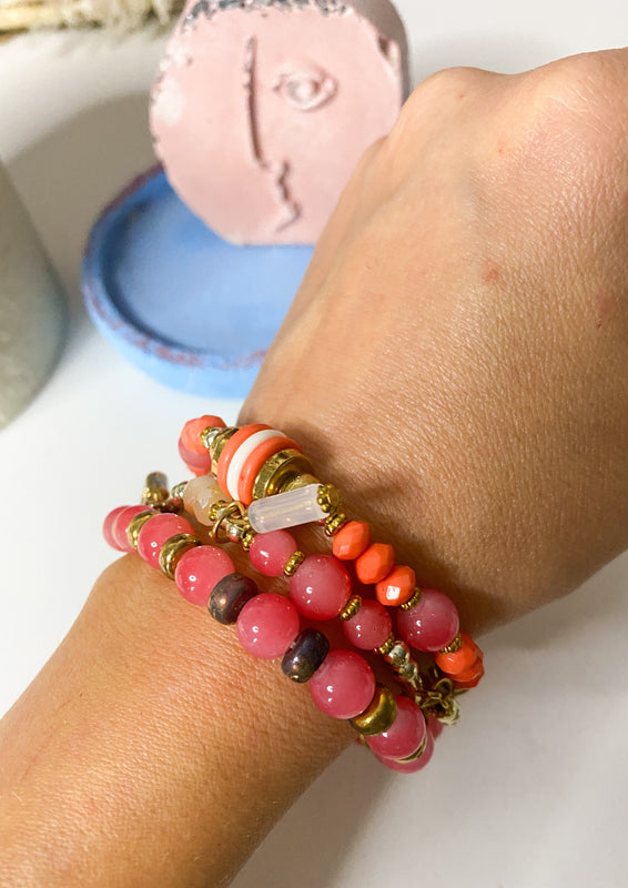 Coral Mix Beachy Stacking Bracelets