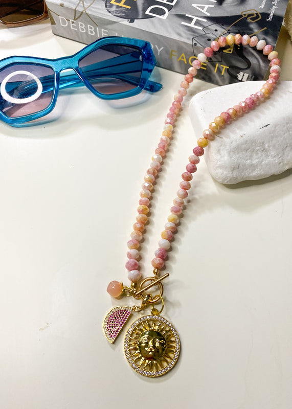 Pastel Pink Mix Charm Necklace