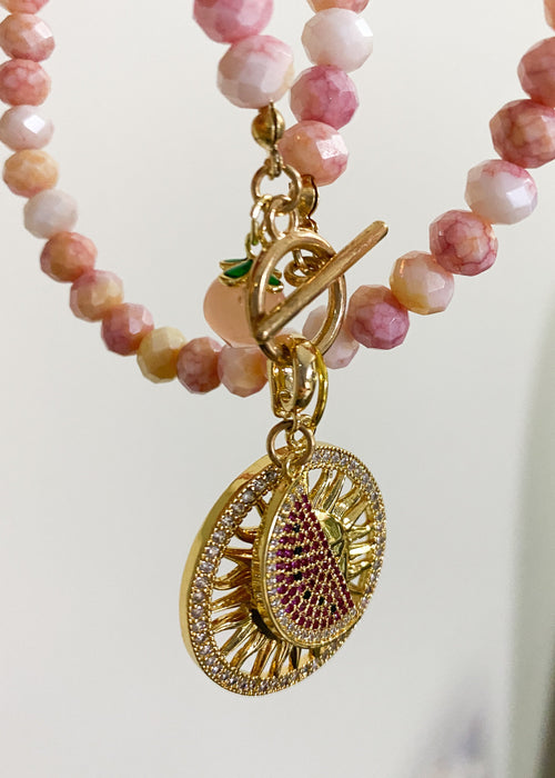 Pastel Pink Mix Charm Necklace