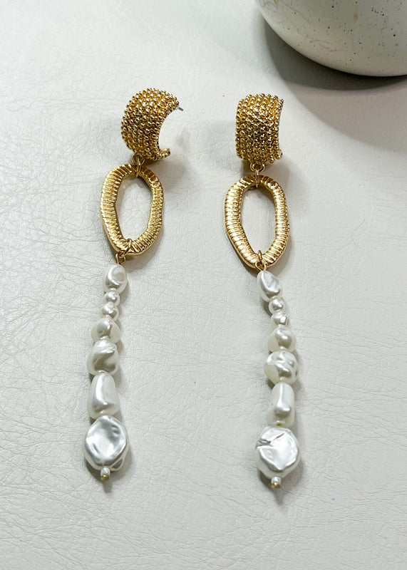 Long Pearly Drop Earrings