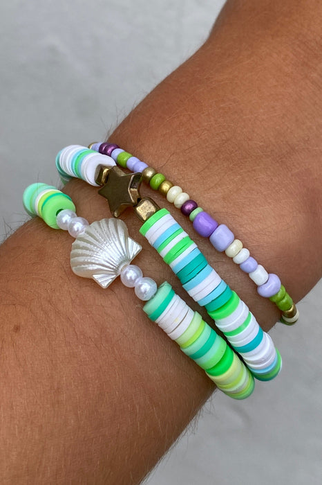 Green Shell Mix Beaded Bracelets