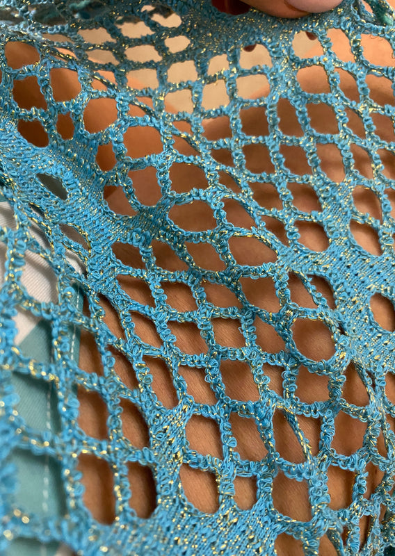 Teal Crochet Mini Skirt Set