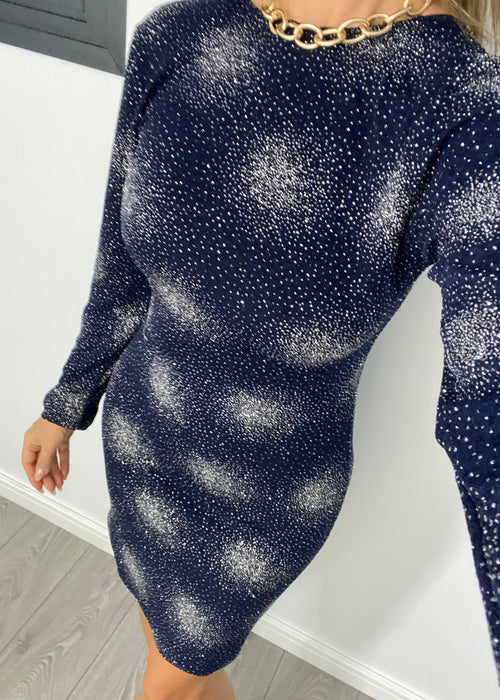 Long Sleeve Dress in Glitter Starburst