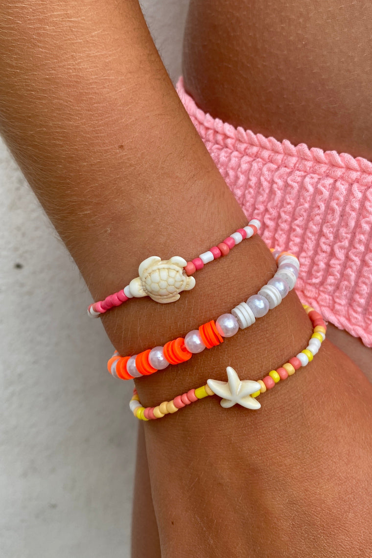 Aquatic Orange Mix Beaded Bracelets