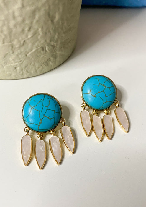 Boho Turquoise Shell Droplet Earrings