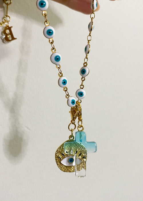 Evil Eyes Necklace Gold & Turquoise