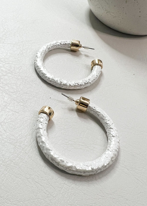 Textured Pearly Hoop Earrings