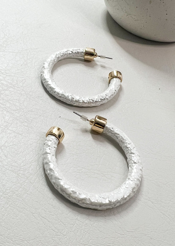 Textured Pearly Hoop Earrings