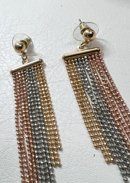 Mixed Metal Fringed Chainmail Earrings