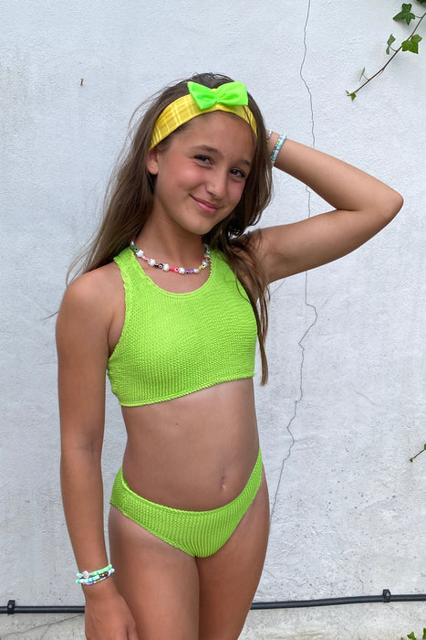 Rib Lycra Bow Headband in Lemon n’ Lime