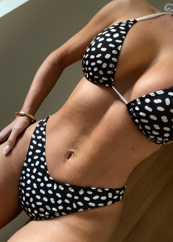 Triangle Bikini in Monochrome Polka Dot