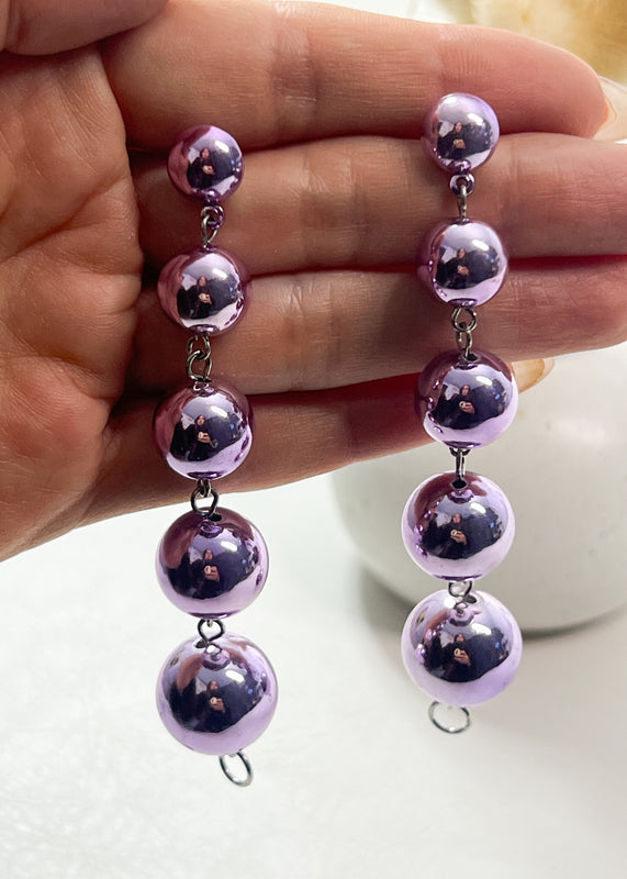 Metallic Lilac Drop Earrings