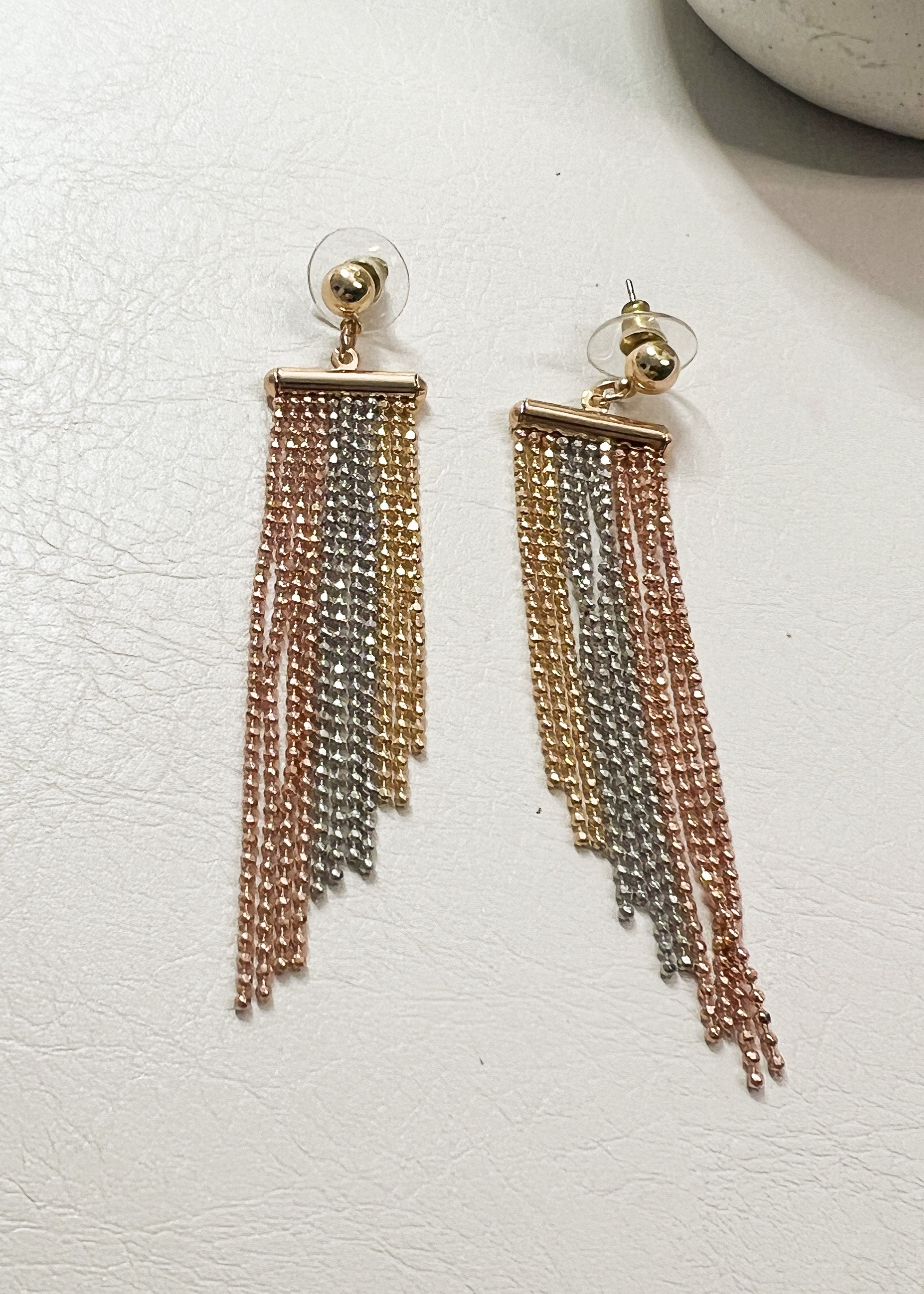 Mixed Metal Fringed Chainmail Earrings