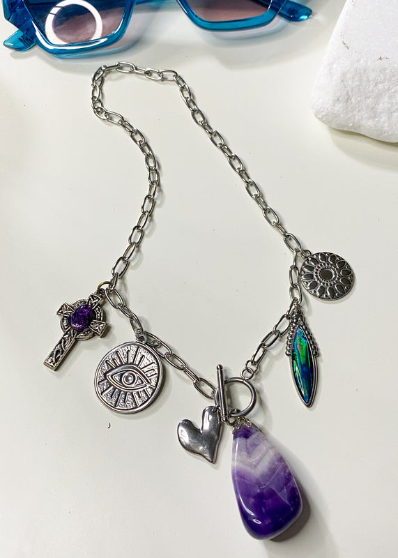 Silver Boho Charm Necklace