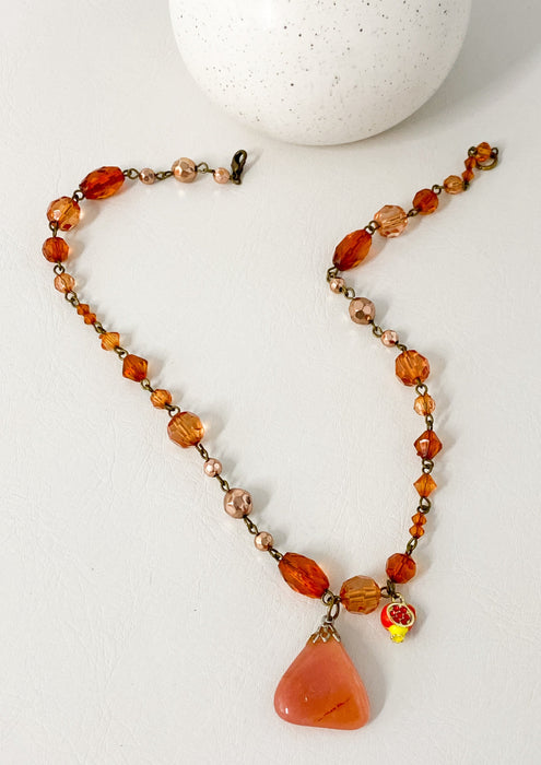 Terracotta Beaded Pomegranate Necklace