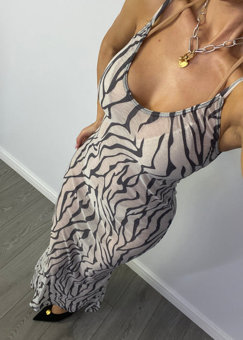 Cami Fishtail Maxi Dress in Zebra