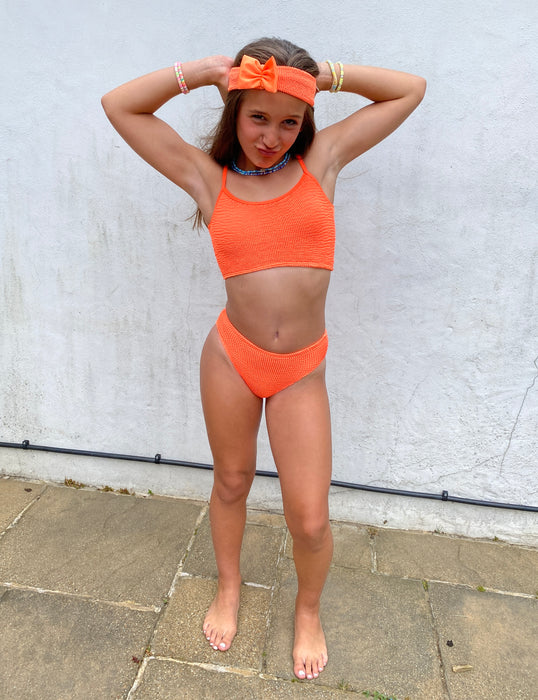 Cami Crinkle Tankini in Neon Orange Age 4-7