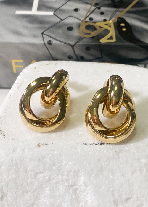 Gold Knot Doorknocker Earrings