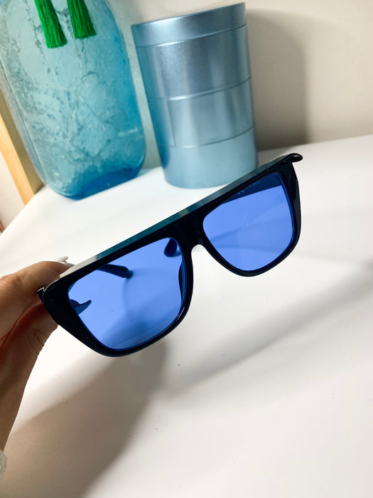 Oversize 80’s Visor Sunglasses Blue