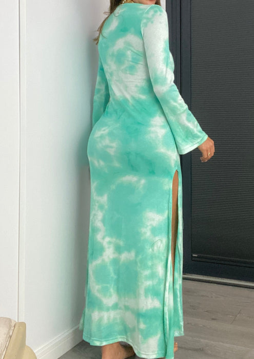 Beach Breeze Flare Sleeve Maxi Dress in Aqua