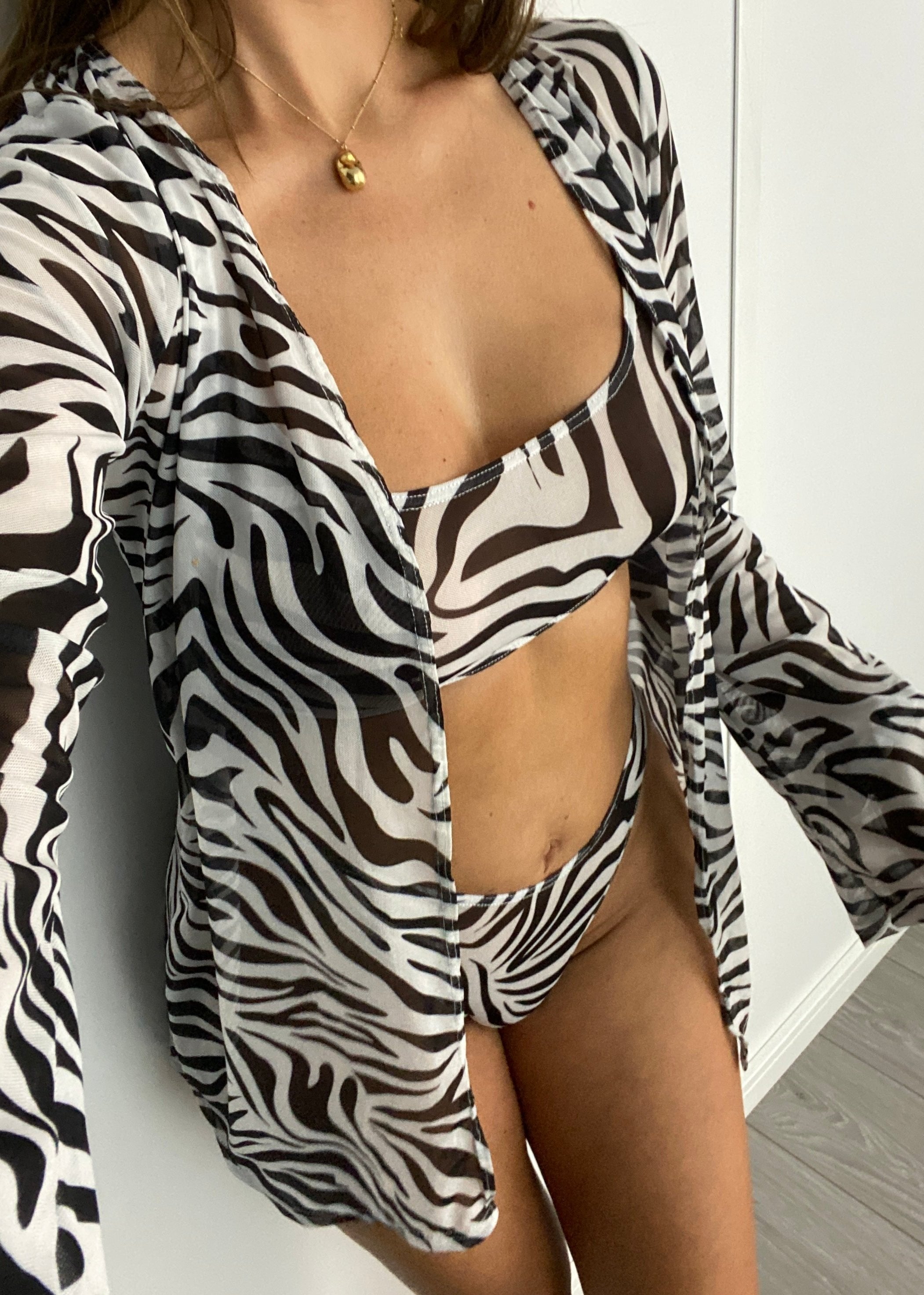 Zebra Mesh Underwear & Shirt Set