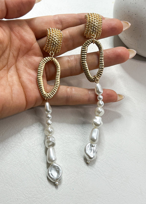 Long Pearly Drop Earrings