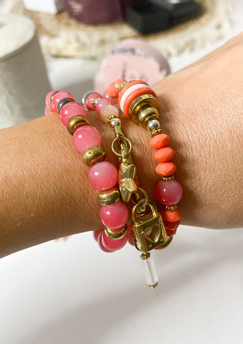 Coral Mix Beachy Stacking Bracelets