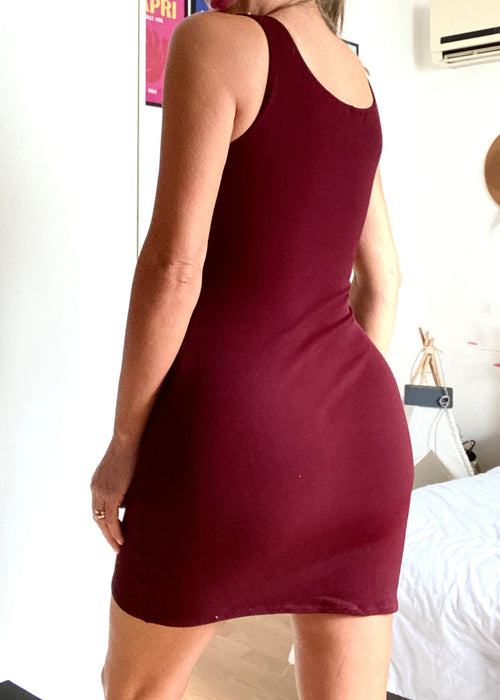 Bodycon Mini Dress in Burgundy