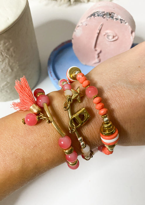 Coral Mix Beachy Stacking Bracelets