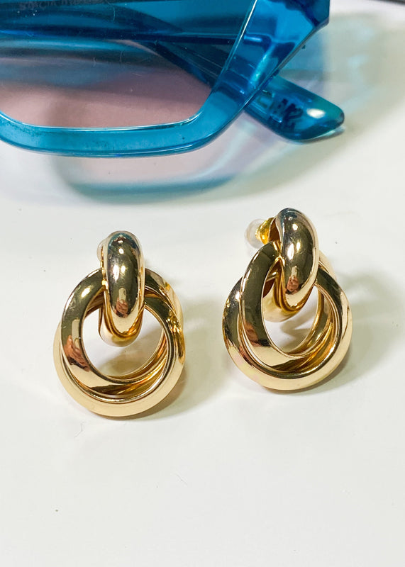 Gold Knot Doorknocker Earrings