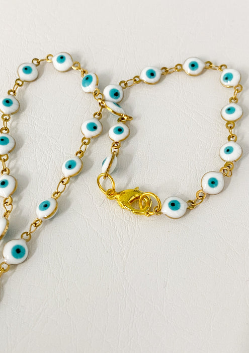 Evil Eyes Vintage Saint Charm Necklace