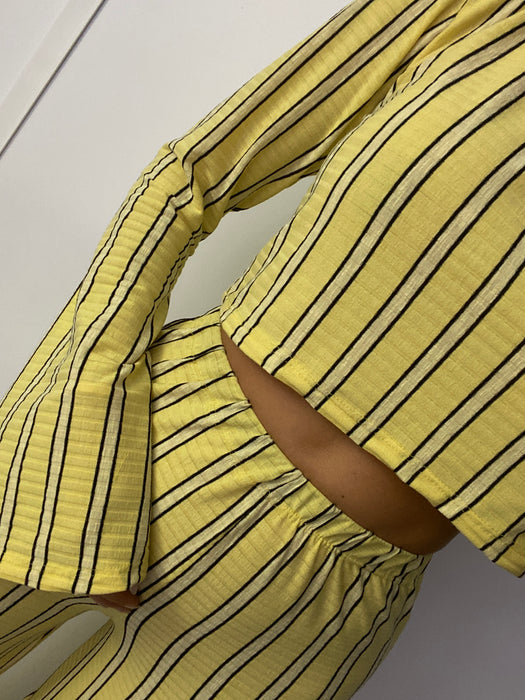 Lemon Stripe Wide Leg Trouser Set