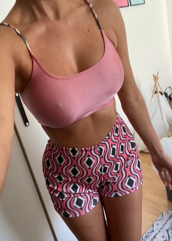 Shorts & Cami Set in Pink Retro Print