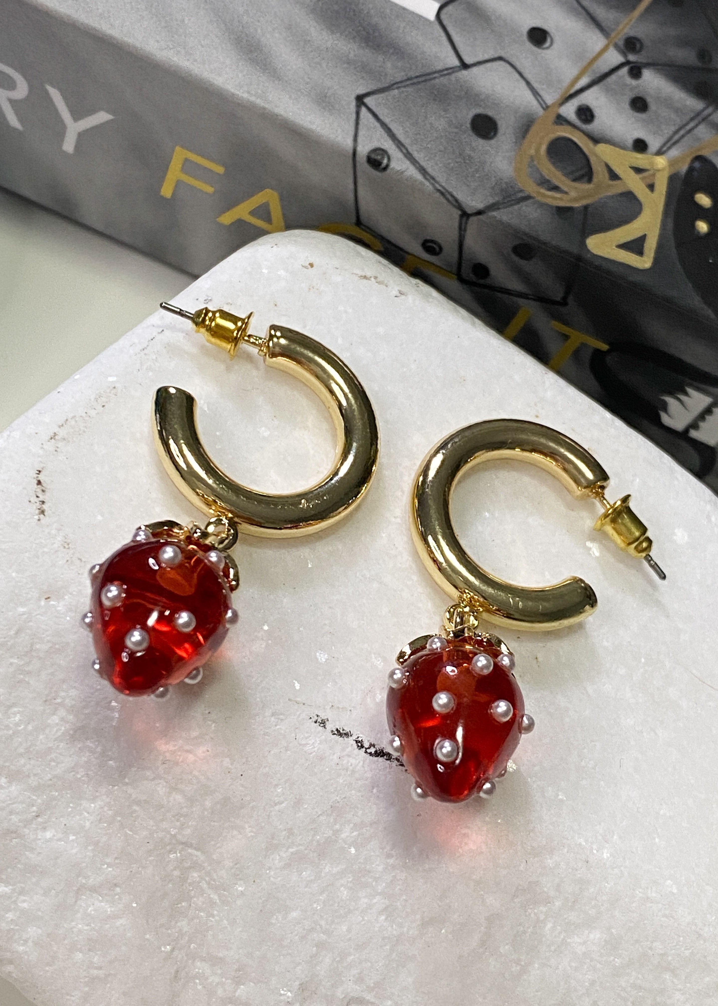 Strawberry Droplet Hoop Earrings