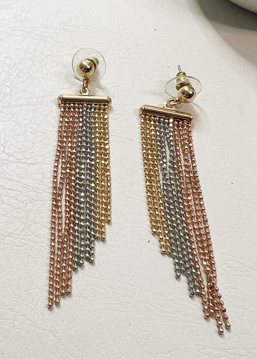 Mixed Metal Fringed Chainmail Earrings