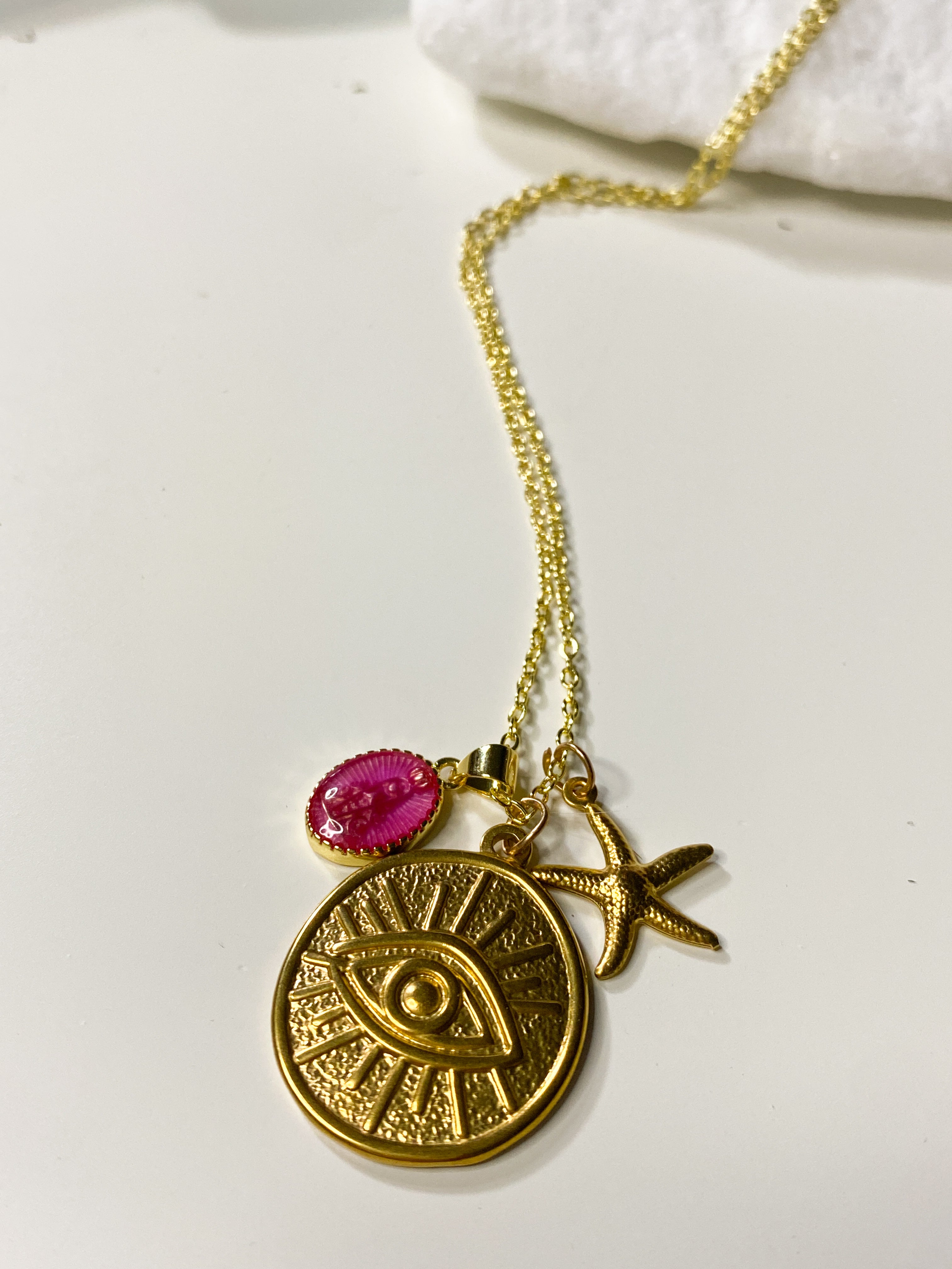 Gold Eye Medallion Necklace