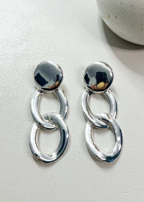 Chunky Silver Curb Chain Earrings