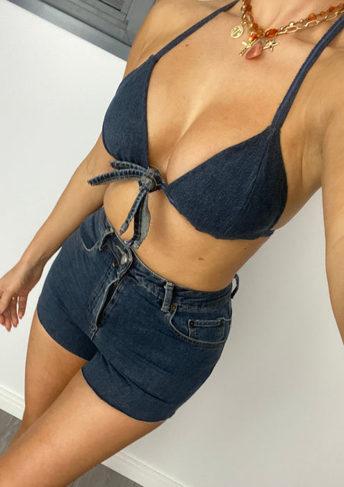 Shorts & Bralet Re-Worked Indigo Denim Set