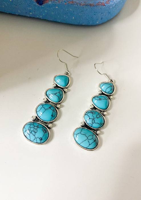 Turquoise Stone Drop Earrings