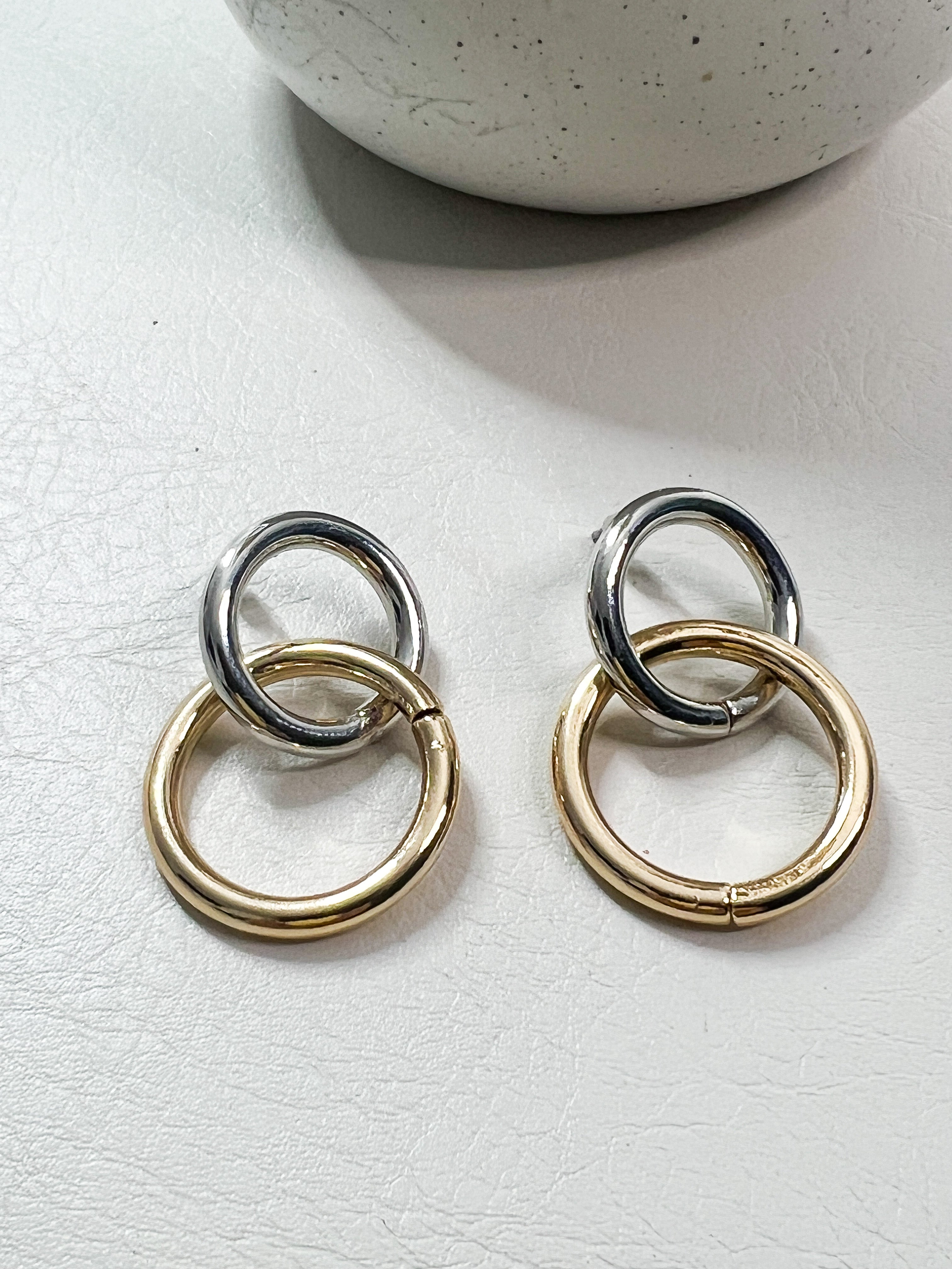 Mixed Metal Double Link Earrings