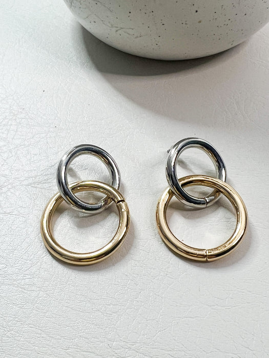 Mixed Metal Double Link Earrings