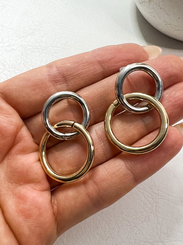 Mixed Metal Double Link Earrings