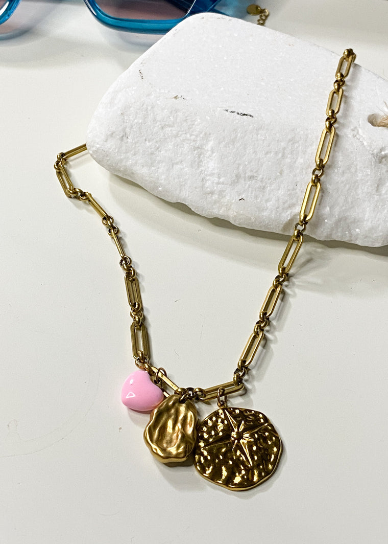 Pink & Gold Molton Charm Necklace